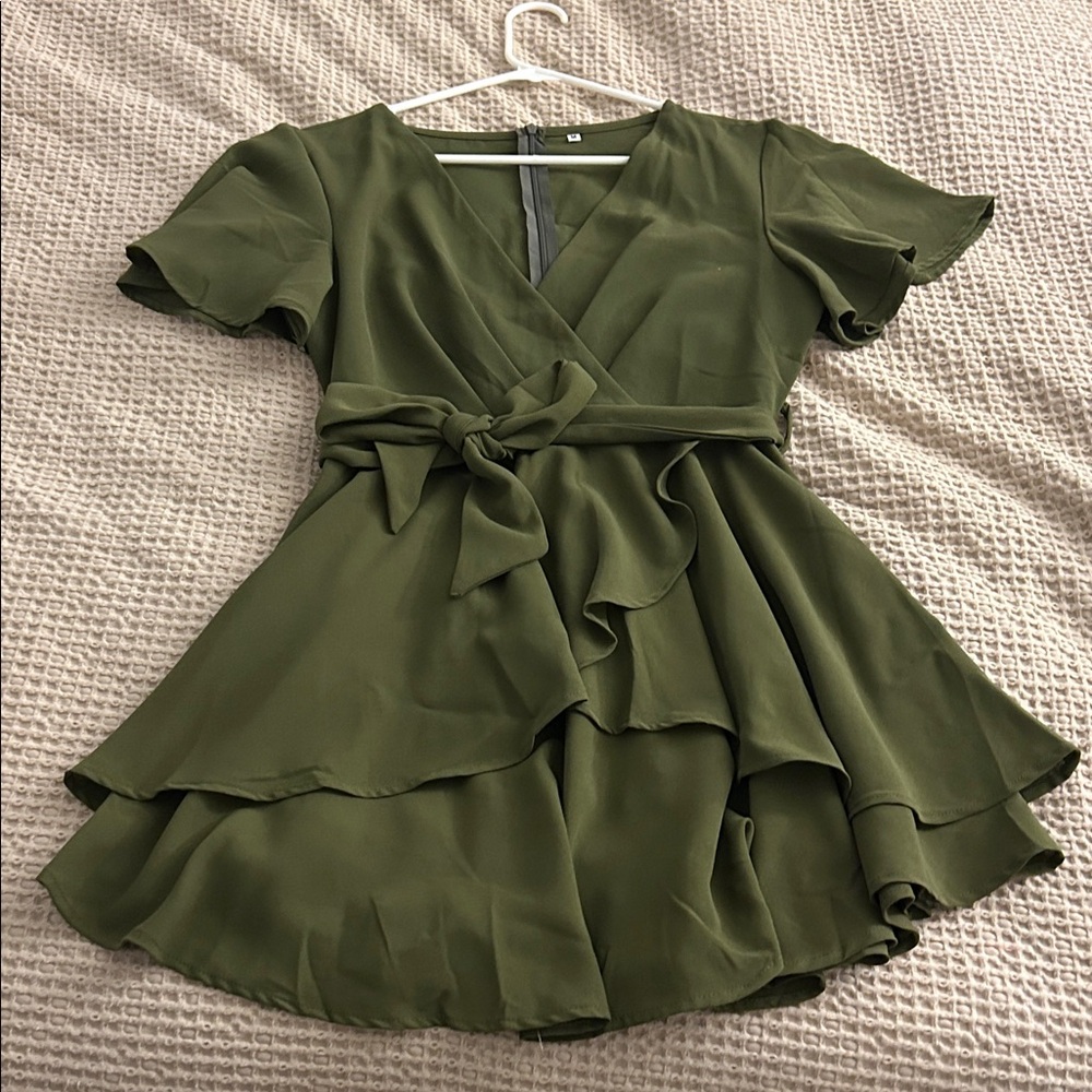 Amazon Olive Green Wrap Dress